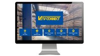 Ein Desktop-Computer. Die V-Connect-Startseite ist geöffnet.