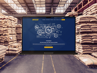Large screen displaying the V-Interface system inside a coffee warehouse.