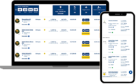 Desktop and smartphone displaying the V-Auction platform interface.