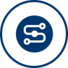 Network connection icon inside a blue circle.